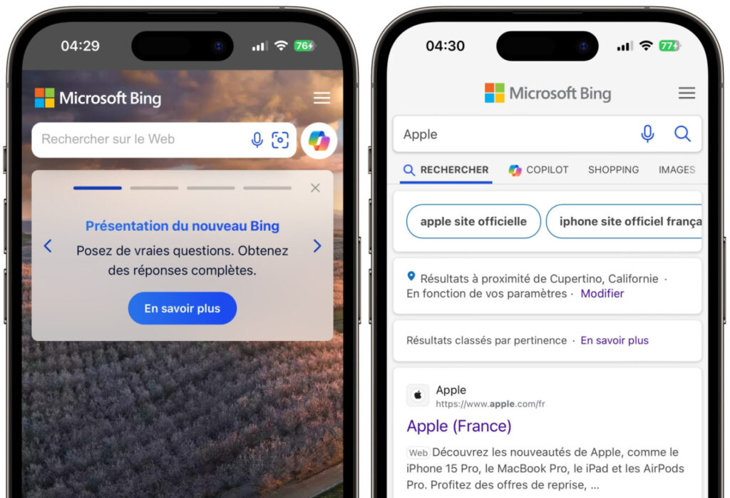 Microsoft a voulu vendre Bing à Apple en 2018
