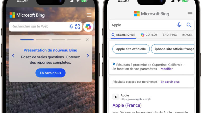 Microsoft a voulu vendre Bing à Apple en 2018