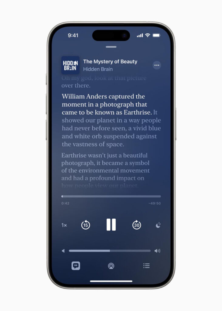 Podcasts : Transcriptions textuelles multilingues avec iOS 17.4