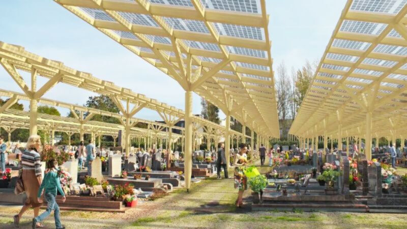 Des panneaux solaires installés au-dessus d&rsquo;un cimetière en France