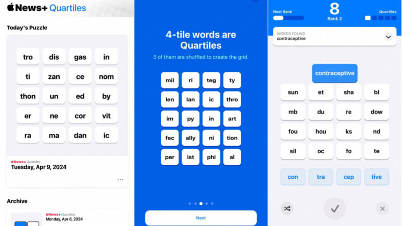 iOS 17.5 ajoute le jeu Quartiles à Apple News+