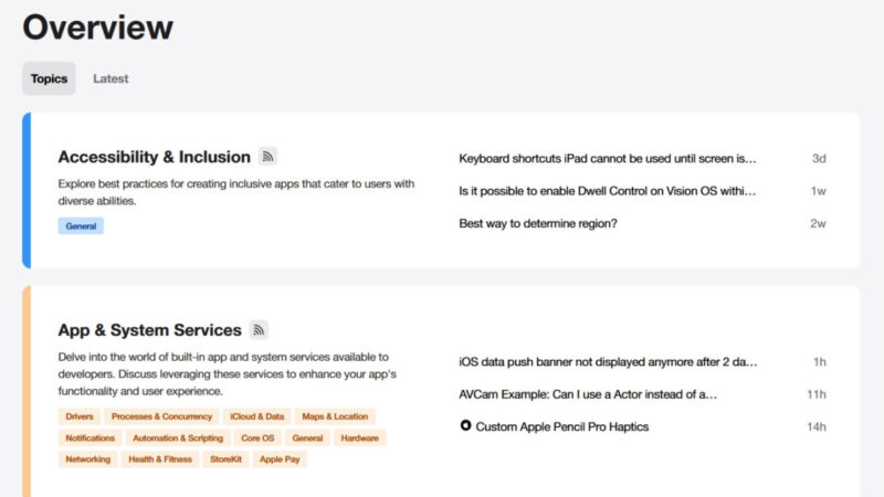 Apple revoit l&rsquo;interface de ses forums développeurs avant la WWDC 2024