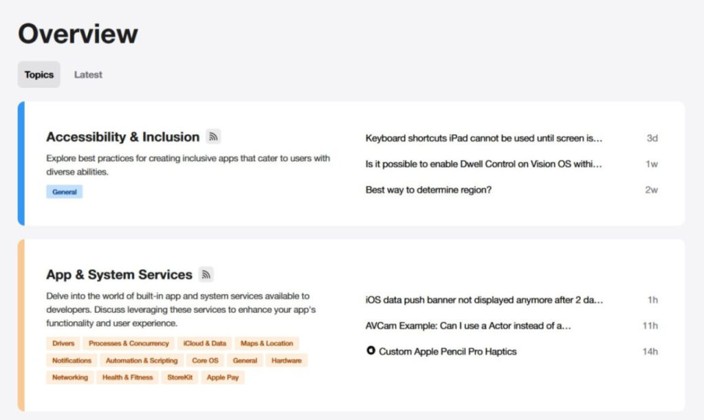 Apple revoit l'interface de ses forums développeurs avant la WWDC 2024