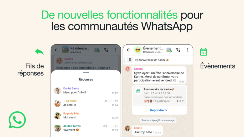 WhatsApp améliore les communautés avec la fonctionnalité d'organisation d'évènements