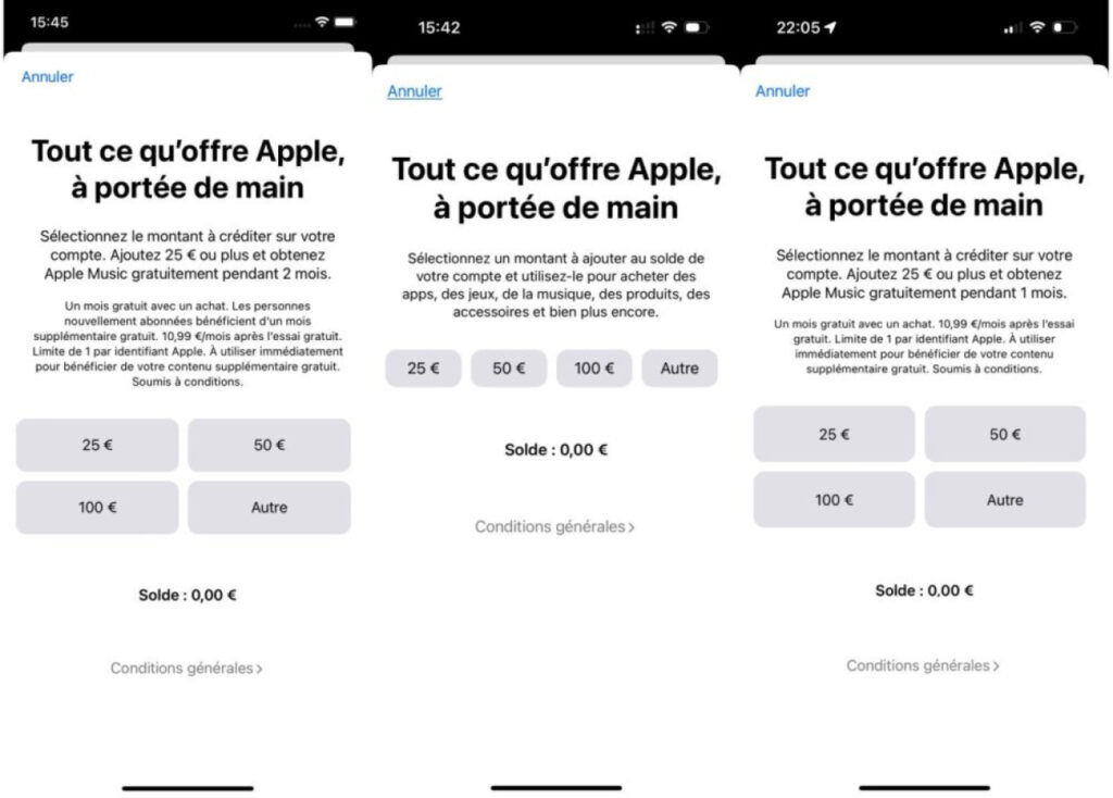 Apple Music : 2 mois offerts en créditant 25 euros sur votre compte Apple