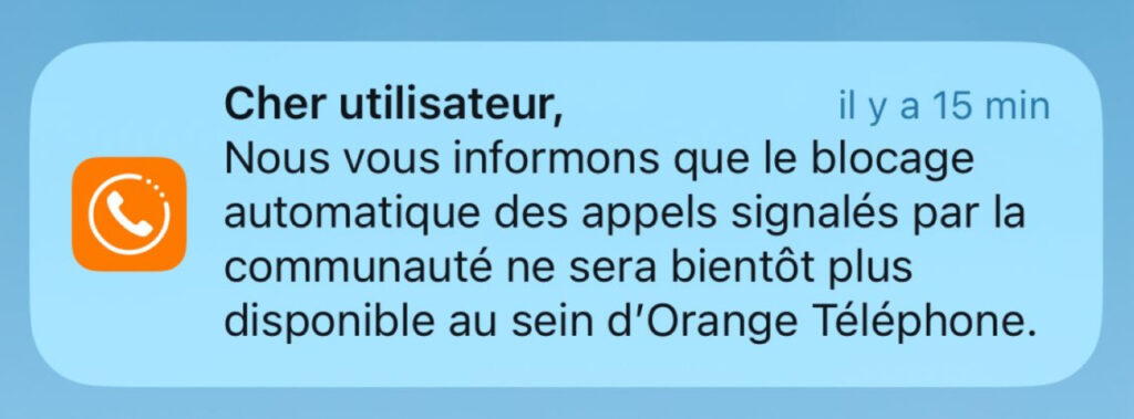 Orange Téléphone arrête le blocage automatique des appels indésirables