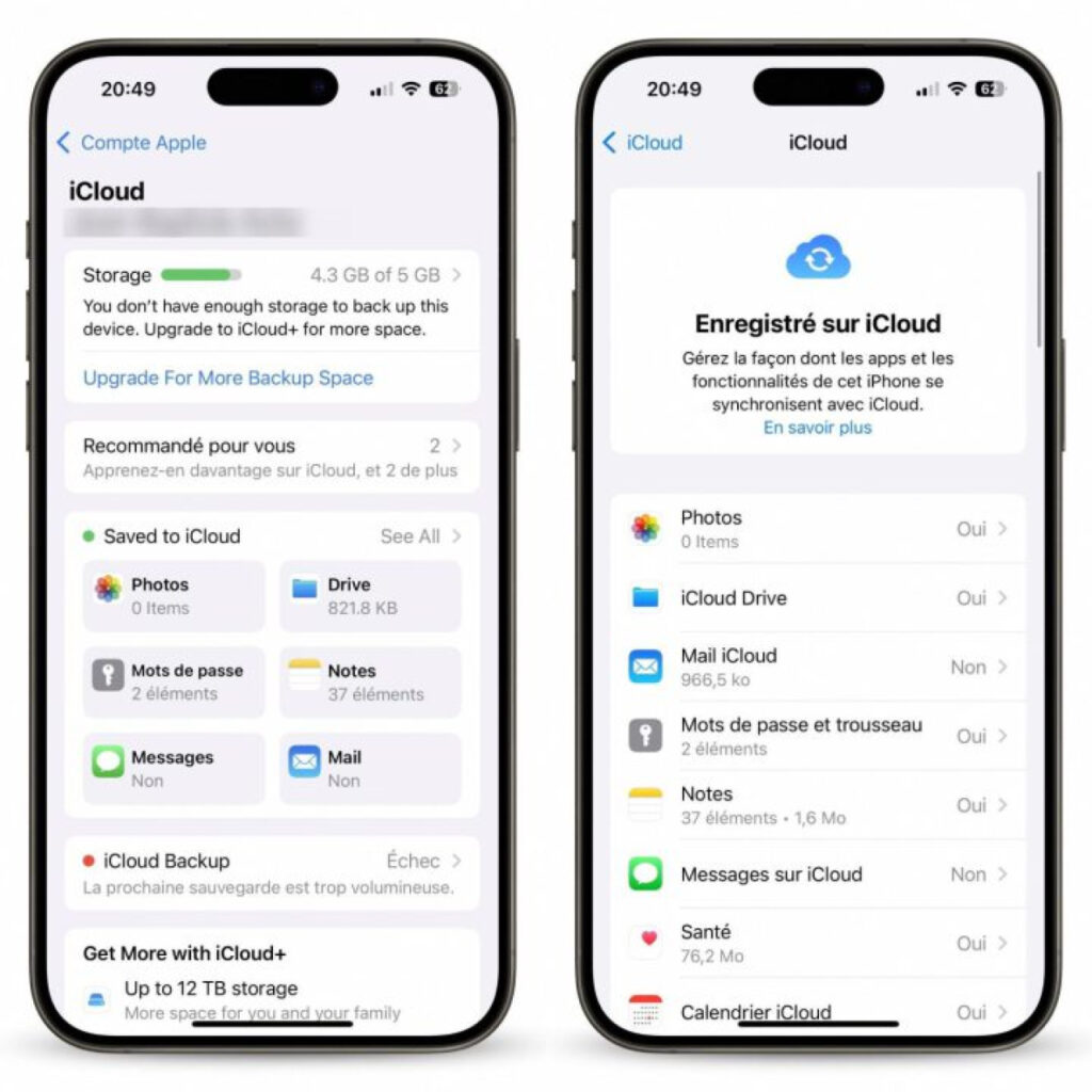 Nouvelle interface iCloud sur iPhone avec iOS 18