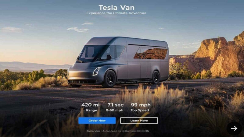 Le concept du Tesla Van : un camping-car électrique futuriste tant attendu