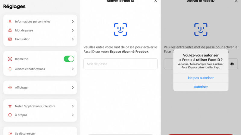 Mise à jour de l&rsquo;app Free : Face ID et Touch ID ajoutés