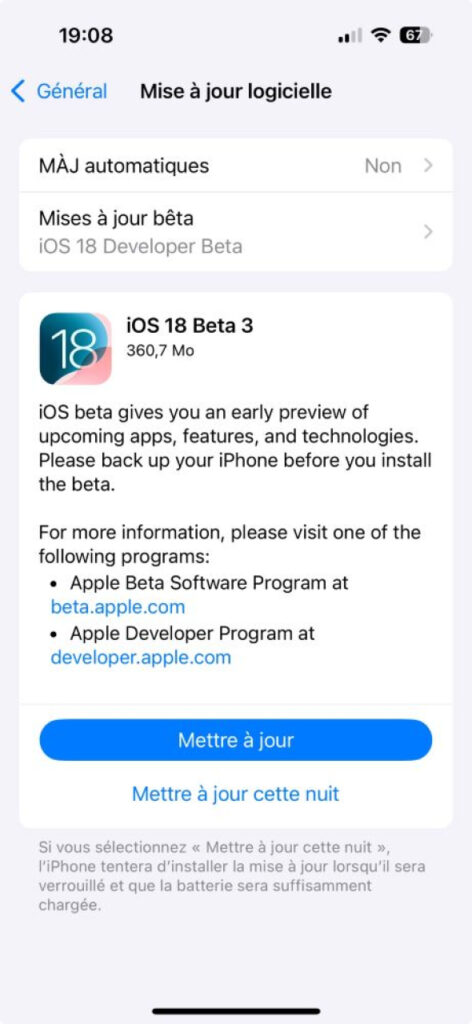 Révision de la bêta 3 d'iOS 18 et de macOS Sequoia : nouvelles versions disponibles