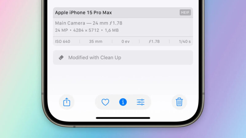Ios 18.1 affiche les modifications des images avec clean up