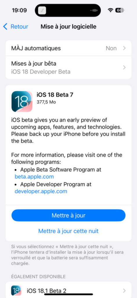 iOS 18 bêta 7 maintenant disponible pour iPhone et iPad