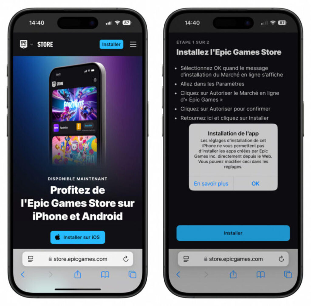 installer fortnite et l'epic games store sur iphone