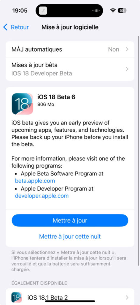 ios 18 bêta 6 maintenant disponible pour les développeurs