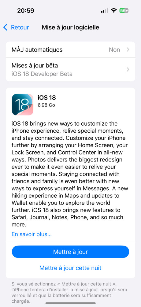 Ios 18 : la release candidate est maintenant disponible