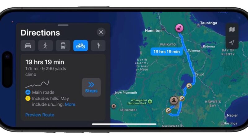 Apple lance des itinéraires pour vélos en nouvelle-zélande