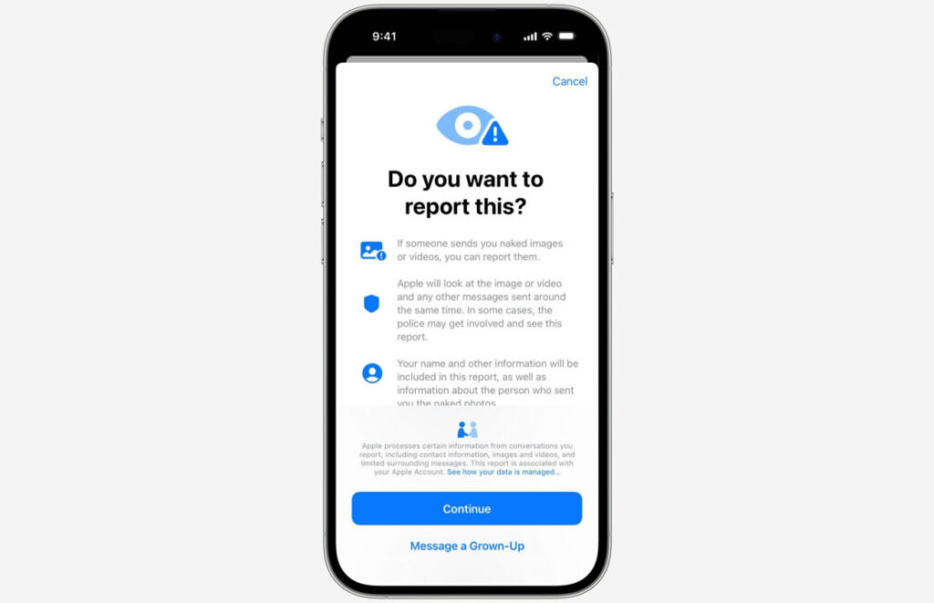 Imessage : les enfants peuvent signaler la nudité à apple