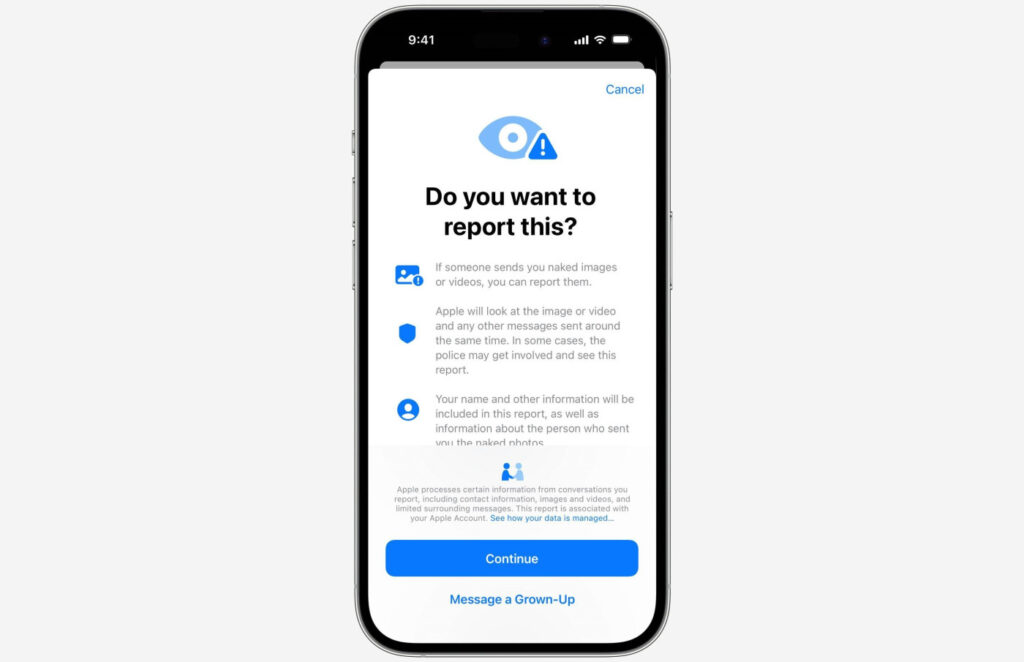 Imessage : les enfants peuvent signaler la nudité à apple