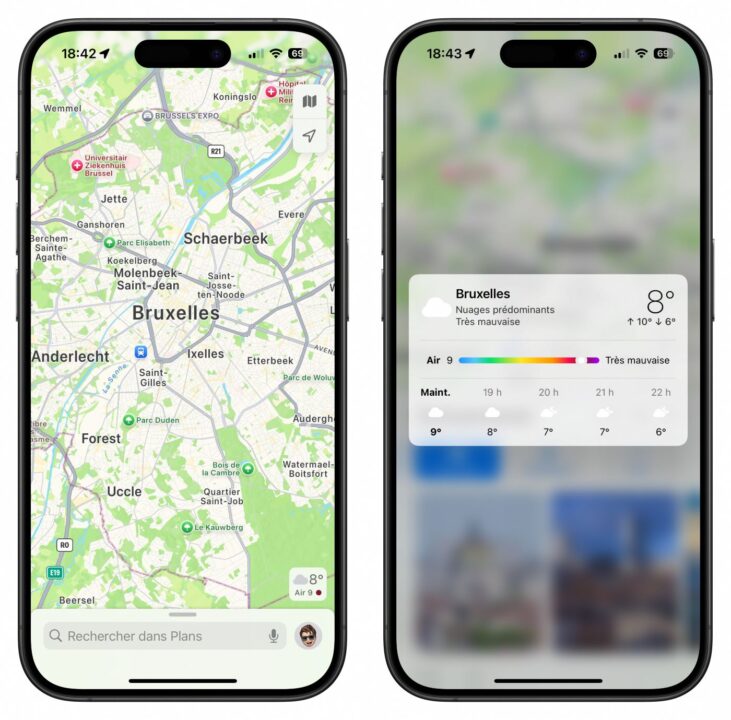 Apple météo et plans affichent la qualité de l'air dans plusieurs pays