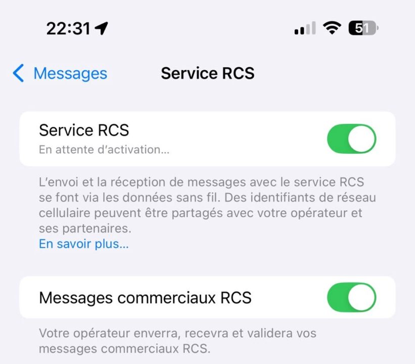 Problèmes d'activation du rcs sur iphone chez free et bouygues