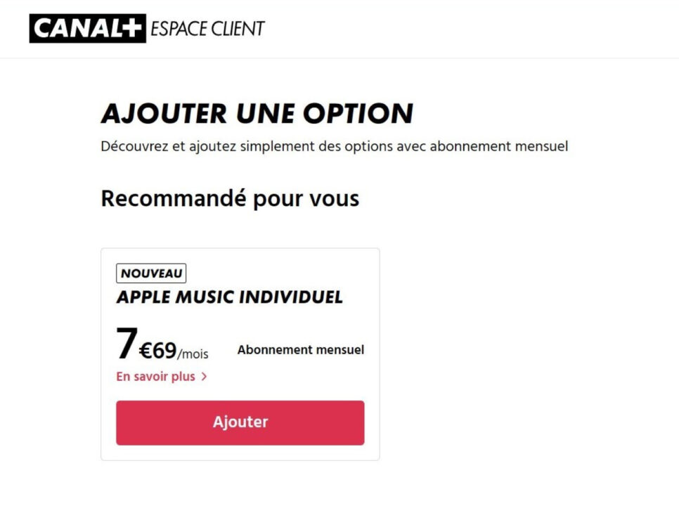 Apple music disponible avec 30% de réduction sur canal+