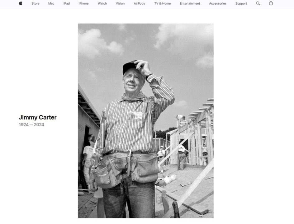 Apple rend hommage à jimmy carter décédé à 100 ans