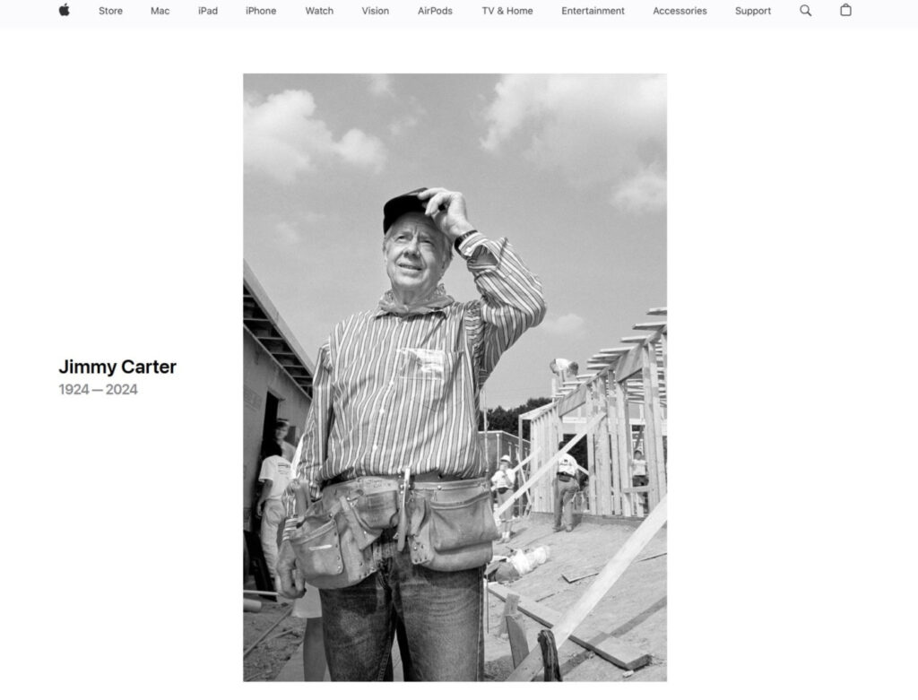 Apple rend hommage à jimmy carter décédé à 100 ans