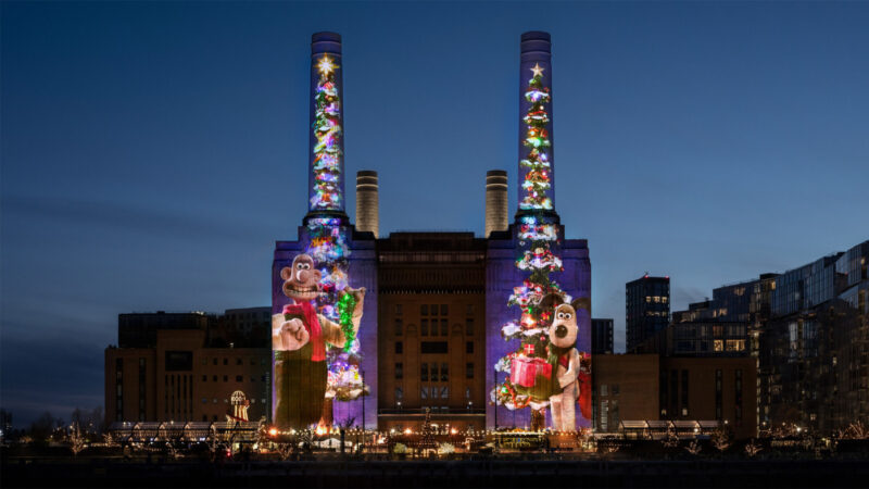 Wallace et gromit illuminent le siège d&rsquo;apple pour noël