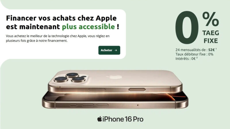 Financement à 0% pour les produits apple avec cetelem