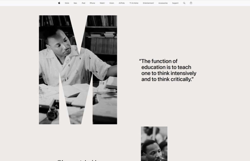 Hommage d'apple à martin luther king jr en janvier