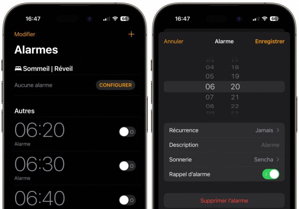 Problèmes persistants avec l'alarme sur iphone