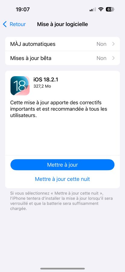 Ios 18.2.1 disponible en téléchargement