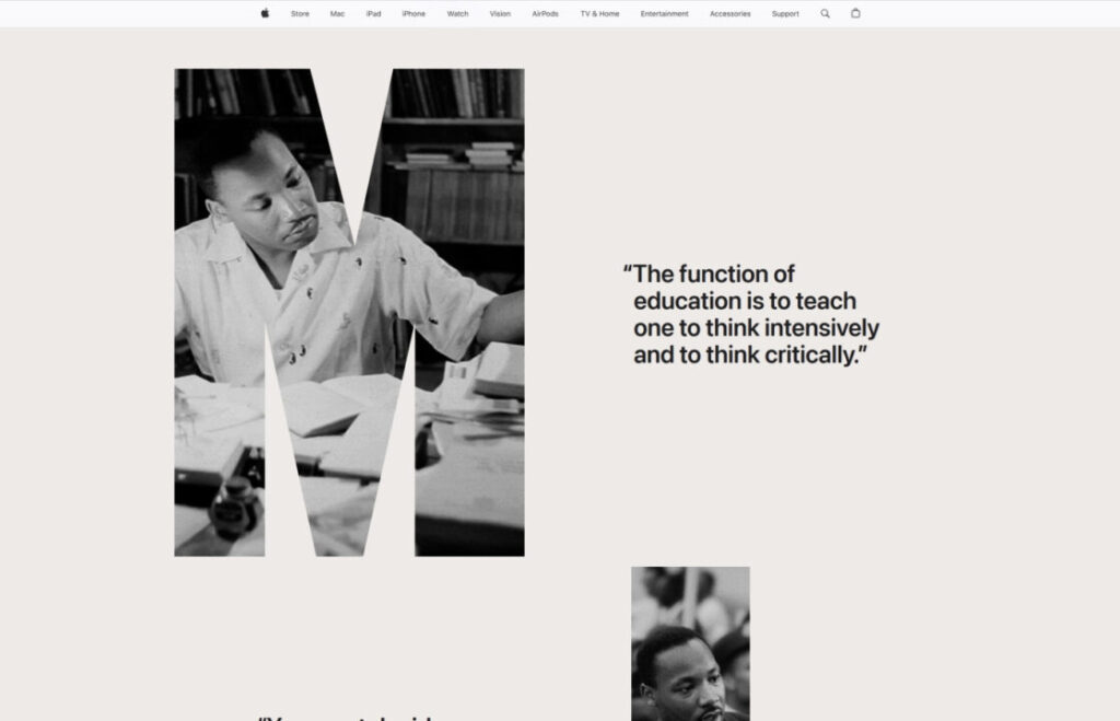 Hommage d'apple à martin luther king jr en janvier