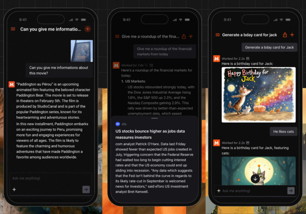 Lancement de l'application le chat de mistral ai sur ios et android