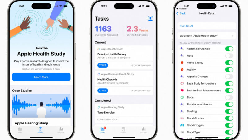 Apple lance une étude de santé avec ses appareils