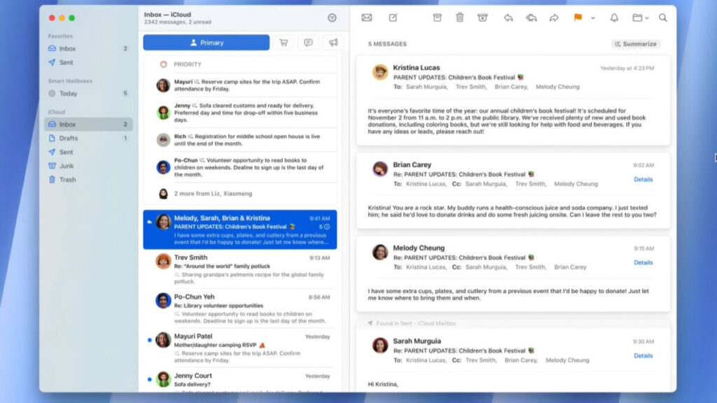 Nouvelle interface de lapp mail dapple en français sur ios 18.4