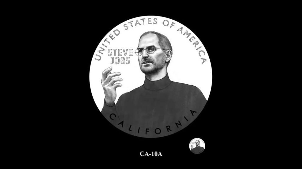 Steve jobs sur la pièce d'un dollar californien