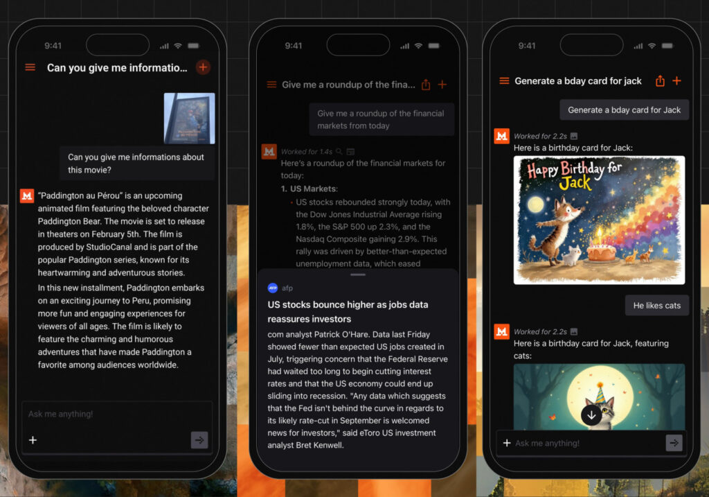 Lancement de l'application le chat de mistral ai sur ios et android