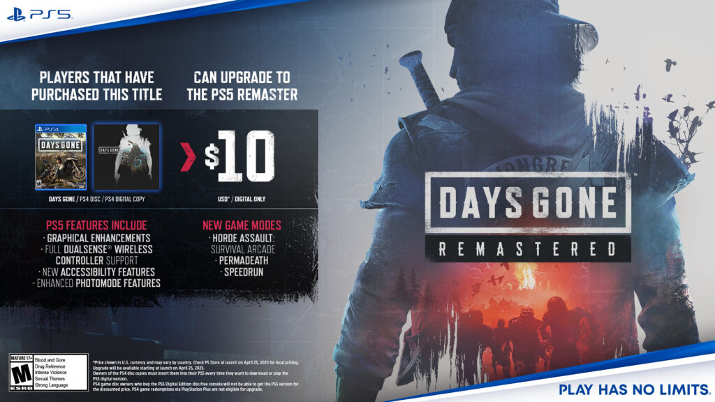 Days gone remastered sans édition physique