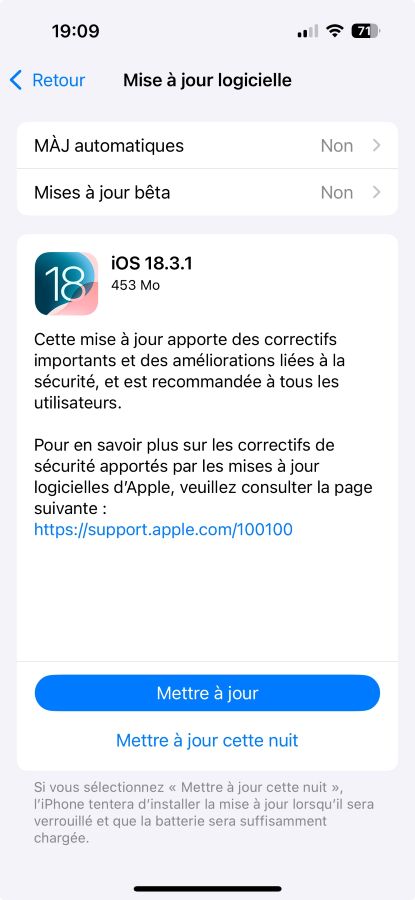 Disponibilité des mises à jour ios 18.3.1 et macos 15.3.1