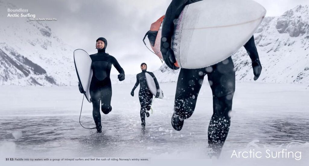 Arctic surfing : nouvelle vidéo immersive pour apple vision pro