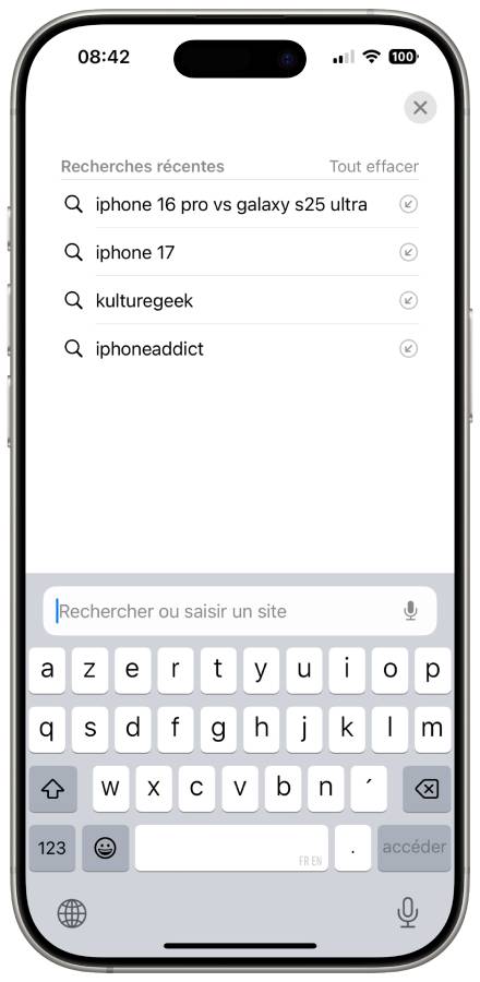 Ios 18.4 : désactivez l'affichage des recherches récentes sur safari