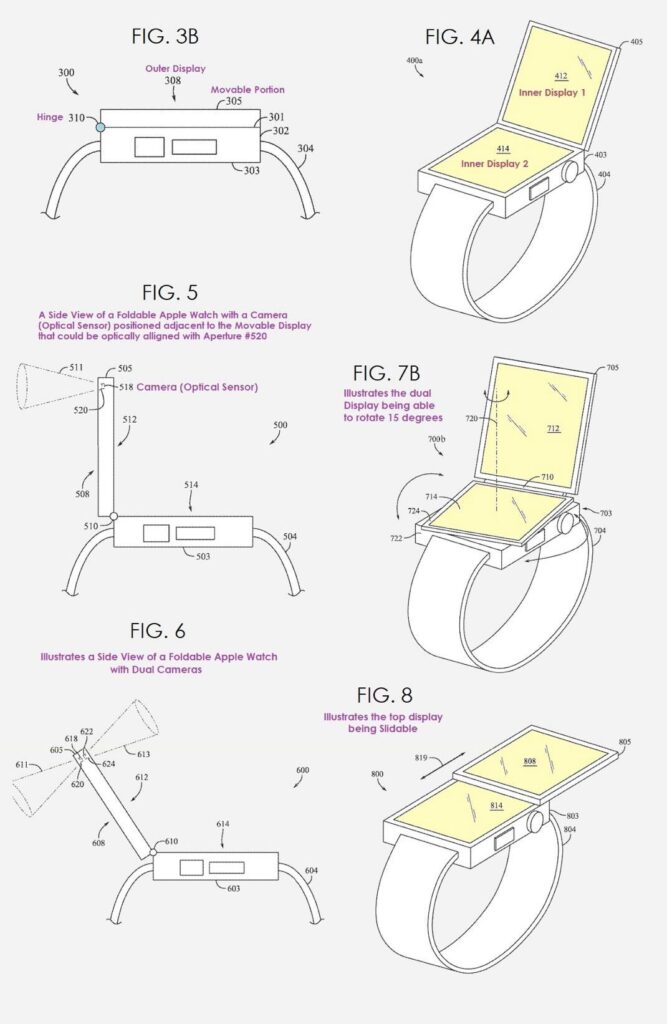 Apple watch avec écran pliable et capteurs photo brevetés