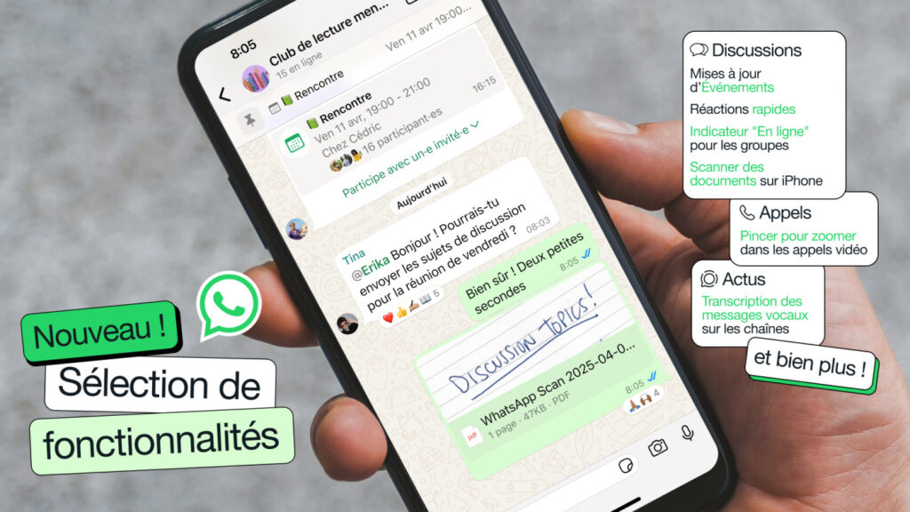 Whatsapp améliore les discussions de groupe et les appels