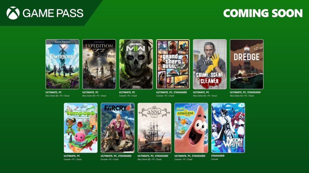 Les prochains jeux à venir sur game pass en avril et mai