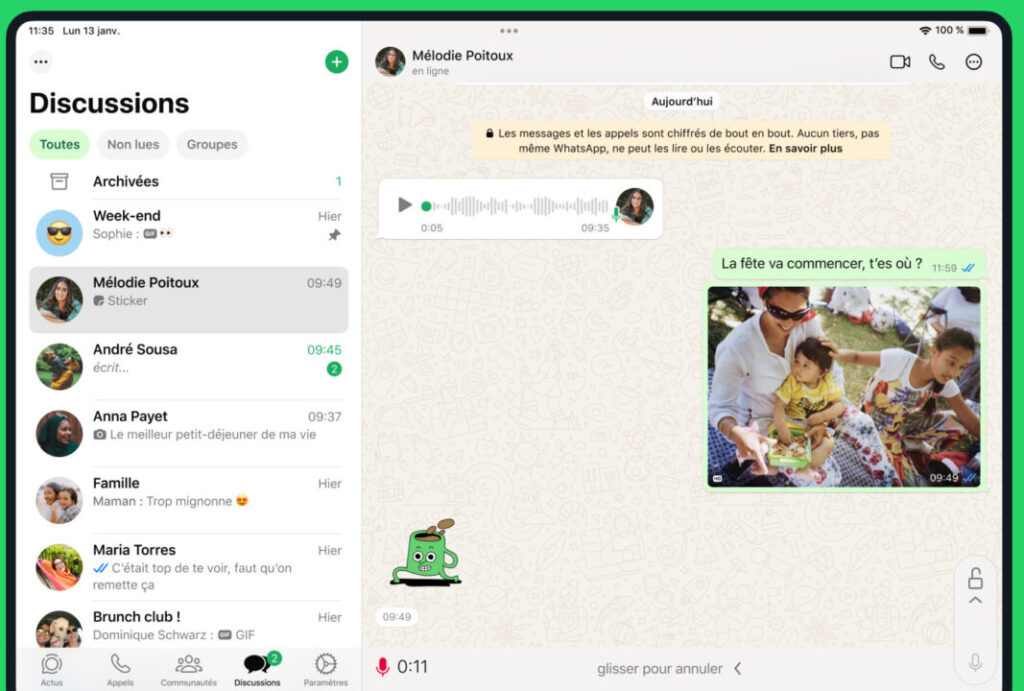 Whatsapp disponible sur ipad avec de nouvelles fonctionnalités