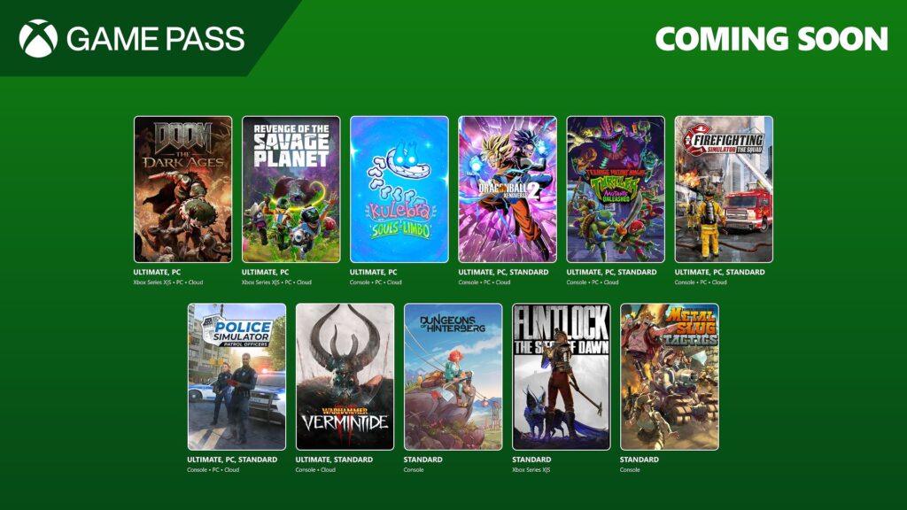 Les prochains jeux du game pass dont doom : the dark ages