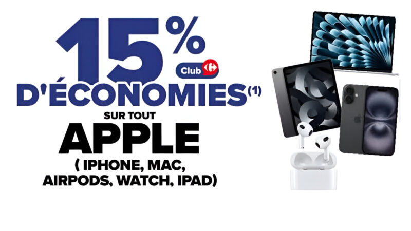 15 % de réduction sur les produits Apple chez Carrefour