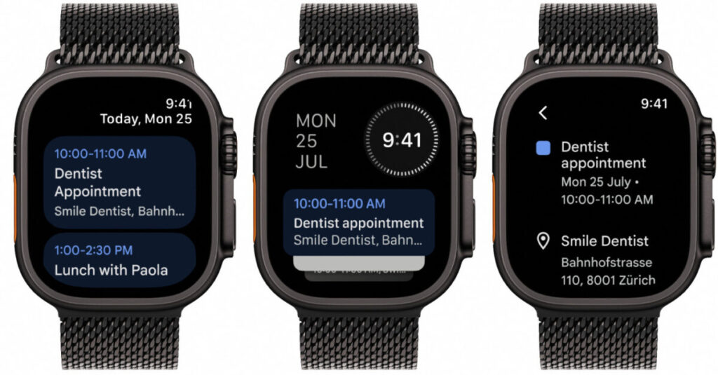 Google agenda maintenant disponible sur apple watch