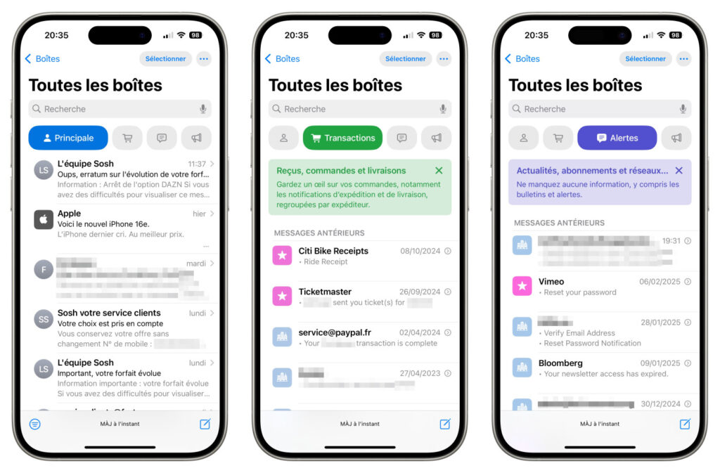 Bug de l'application mail sur iphone avec ios 18.5